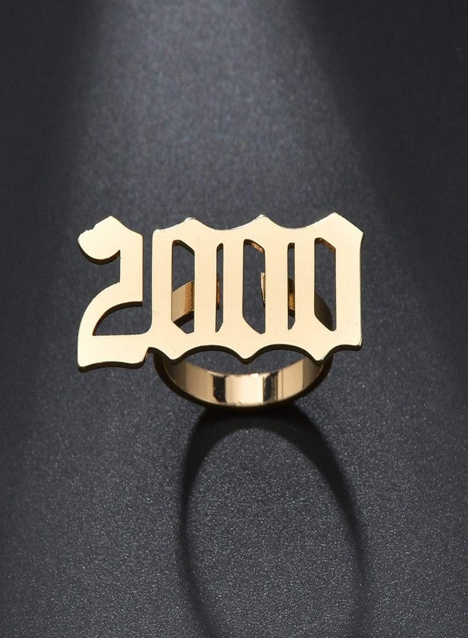 Glimmerst Birthday Year Ring,18K Gold Plated Stainelss Steel Birth Year Number Rings Memorable Adjustable Open Ring for Women - Image 4